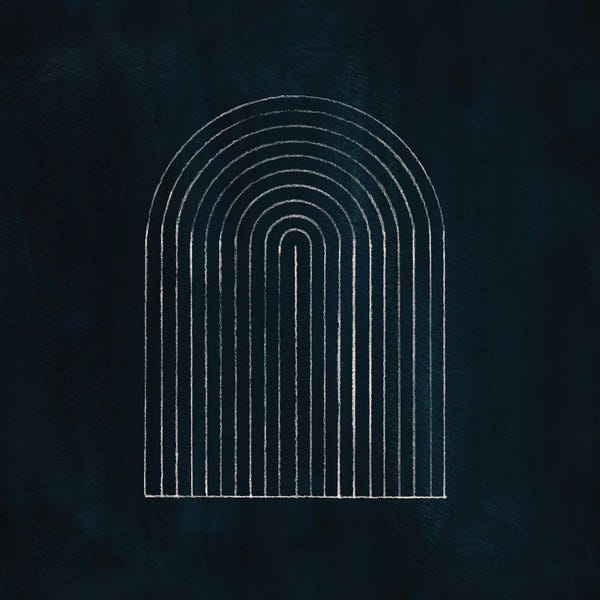 Muted & Modular Abstracts: Navy Mid Century Rainbow by Whales Way