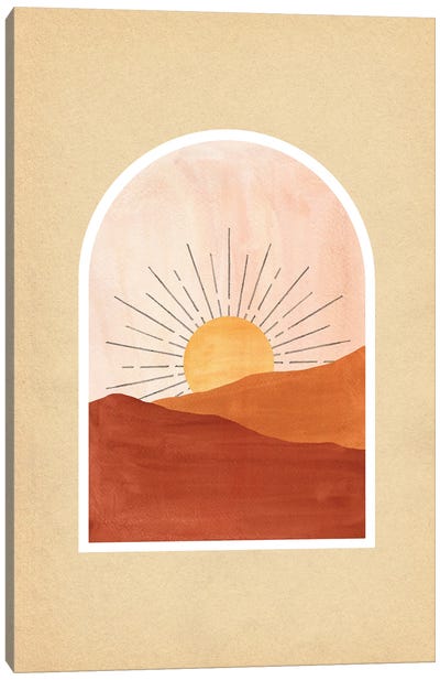 Terracotta Boho Sunrise Canvas Art Print - Seventies Nostalgia Art