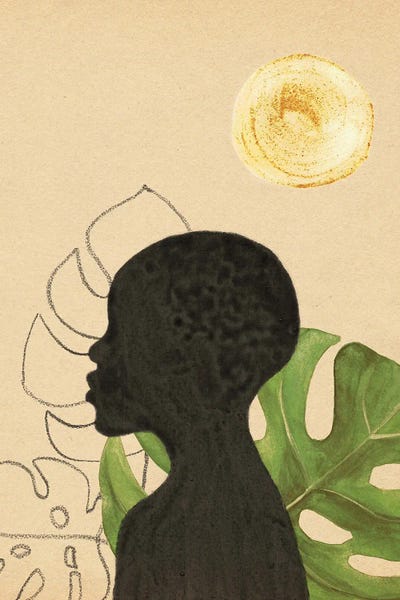 Whales Way: Black Woman And Tropical Plants by Whales Way