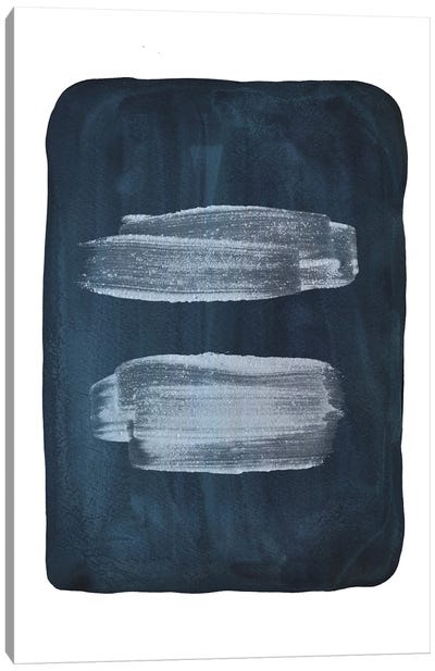 Navy Blue Brush Strokes II Canvas Art Print - Whales Way