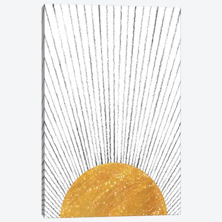 Abstract Mustard Sun Canvas Print #WWY233} by Whales Way Canvas Art