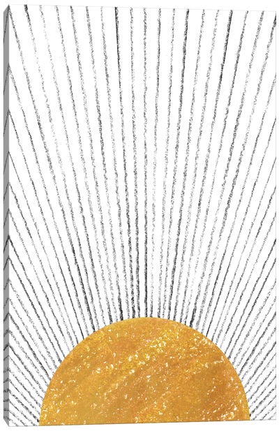 Abstract Mustard Sun Canvas Art Print - Whales Way