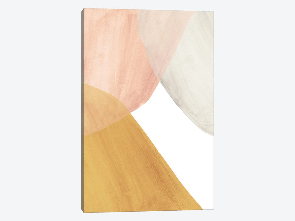 Terracotta And Salmon Pink Watercolor Shapes by Whales Way 1-piece Canvas Artwork