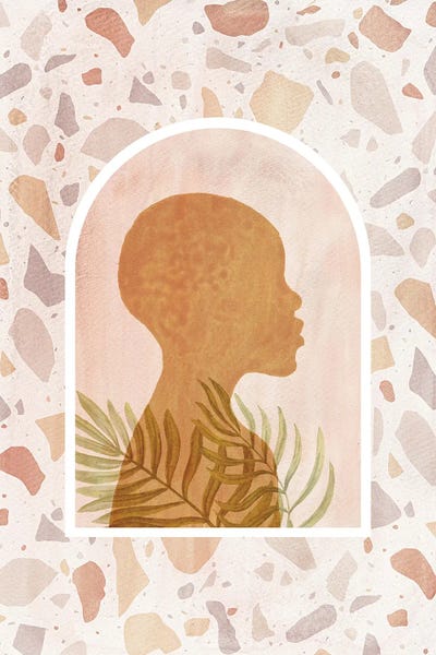 African Girl And Terrazzo Pattern by Whales Way art print