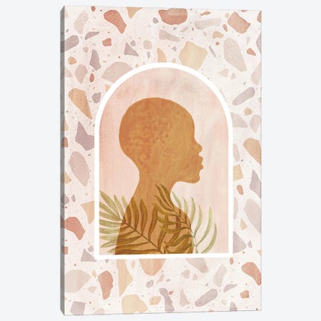 African Girl And Terrazzo Pattern Canvas Print #WWY246} by Whales Way Canvas Wall Art