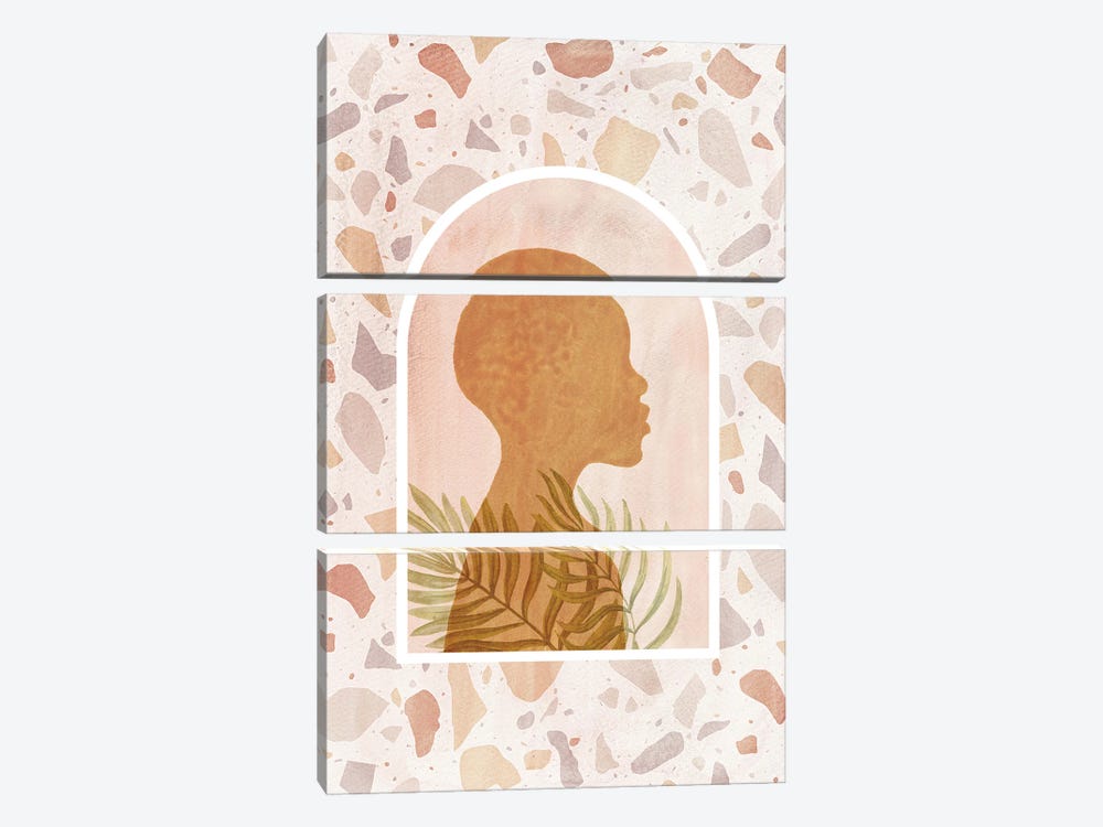 African Girl And Terrazzo Pattern by Whales Way 3-piece Canvas Artwork