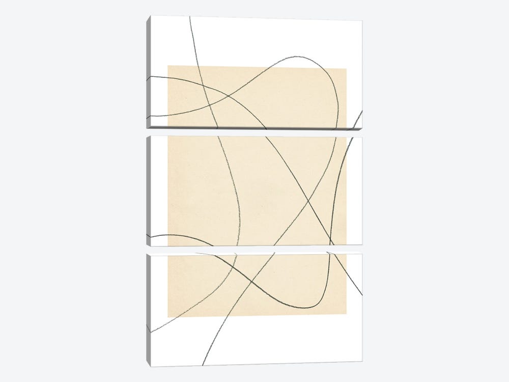 Neutral Abstract Lines by Whales Way 3-piece Canvas Art Print