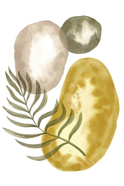 Abstract Shapes And Leaf by Whales Way art print