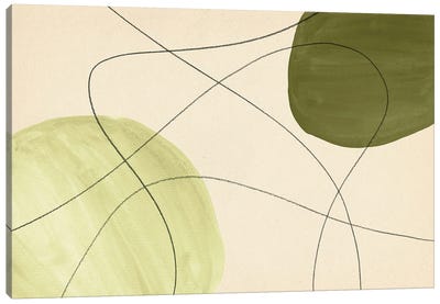 Abstract Olive Green Shapes Canvas Art Print - Organic Modern
