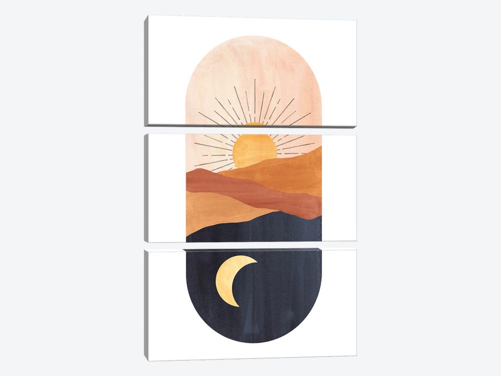 Abstract Day And Night by Whales Way 3-piece Canvas Print