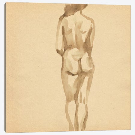 Nude Woman, Beige Tone Canvas Print #WWY275} by Whales Way Canvas Art Print