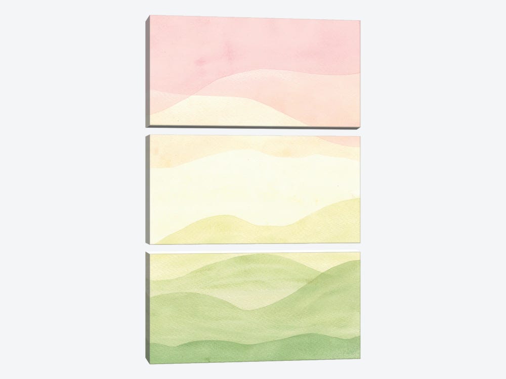 Abstract Landscape, Pastel Pink Sky by Whales Way 3-piece Canvas Print