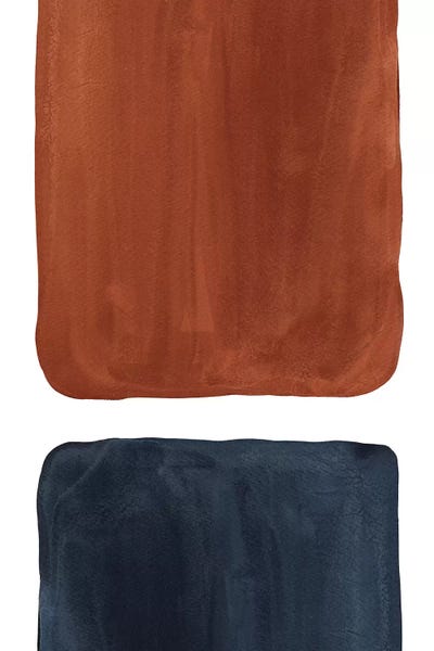Sun & Moon: Navy Blue And Terracotta Geometric Watercolor by Whales Way