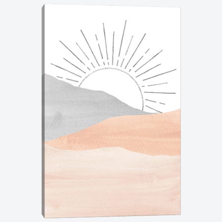 Pink And Gray Sunrise Canvas Print #WWY289} by Whales Way Art Print