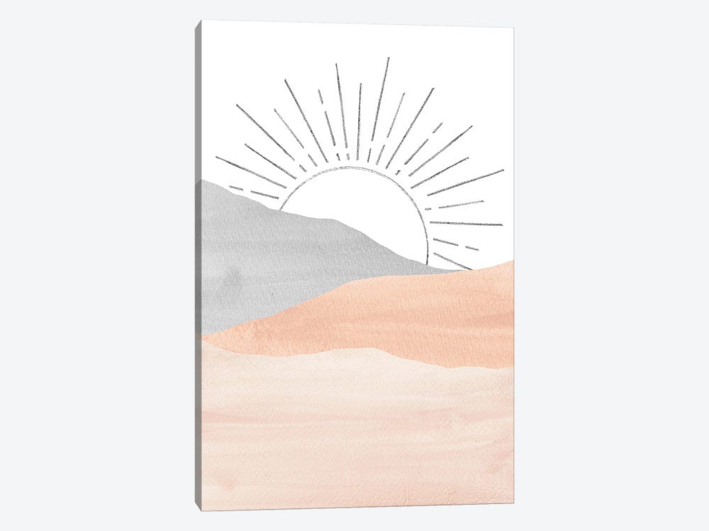 Pink And Gray Sunrise by Whales Way 1-piece Canvas Art Print