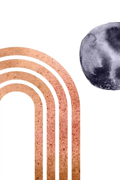 Whales Way: Navy Blue Moon And Abstract Rainbow by Whales Way