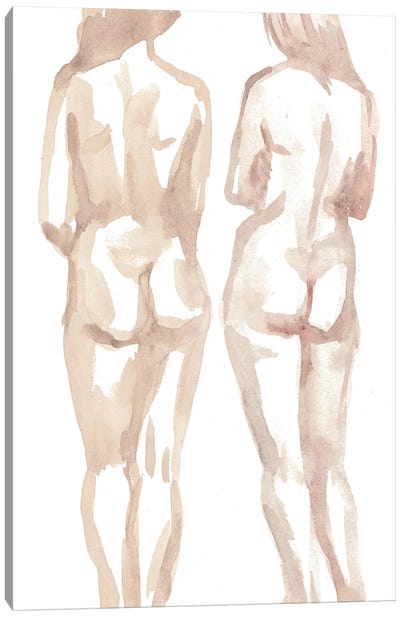 Two Women Canvas Art Print - Subdued Nudes