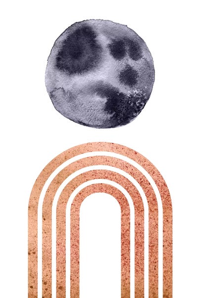Whales Way: Navy Blue Moon And Terracotta Rainbow by Whales Way
