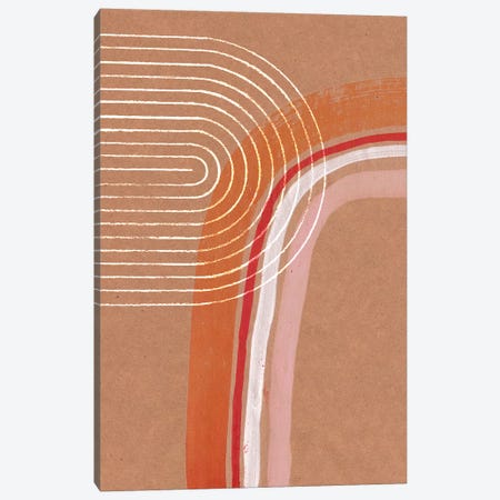 Abstract Beige And Orange Rainbow Canvas Print #WWY2} by Whales Way Canvas Art