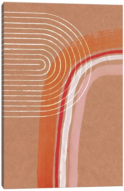 Abstract Beige And Orange Rainbow Canvas Art Print - '70s Aesthetic