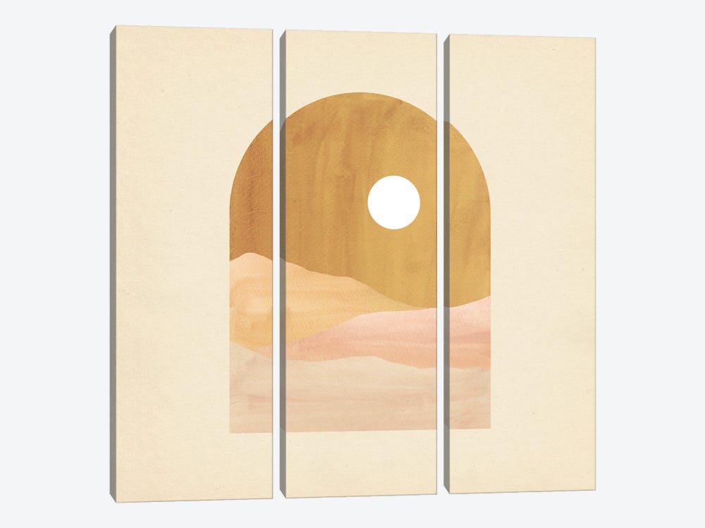 Abstract Warm Boho Landscape by Whales Way 3-piece Canvas Artwork