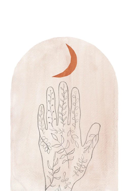 Boho Hand And Moon by Whales Way wall art