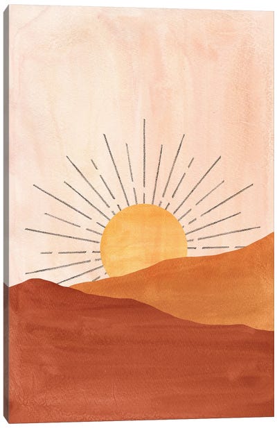Terracotta Sunrise Canvas Art Print - Adobe Abstracts