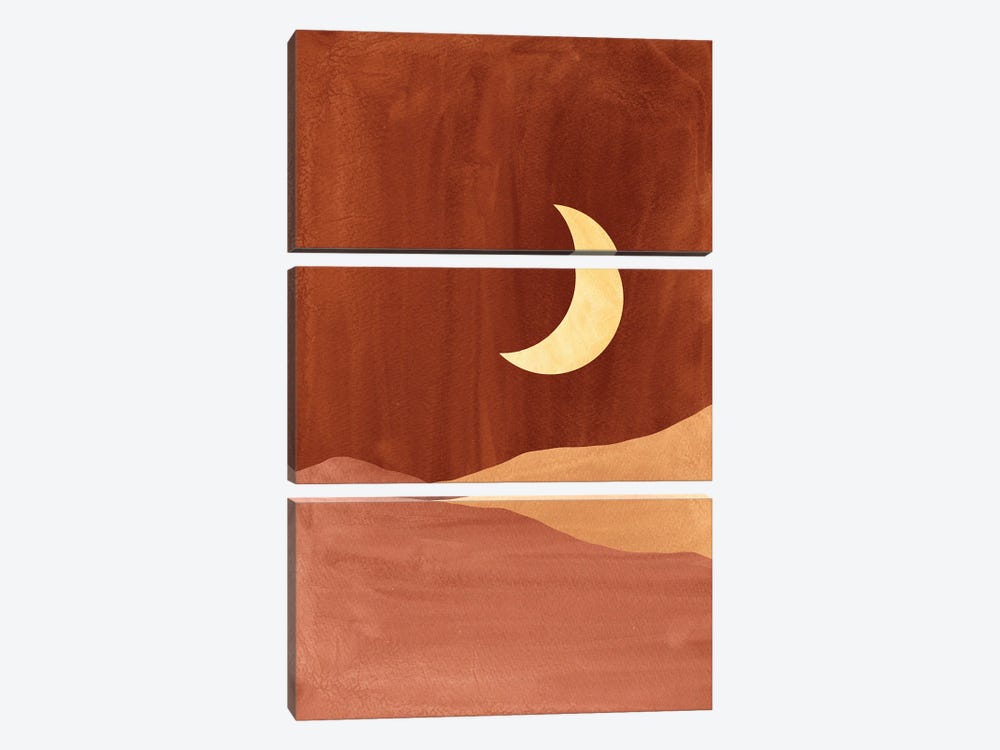 Terracotta Moonlight by Whales Way 3-piece Canvas Art Print
