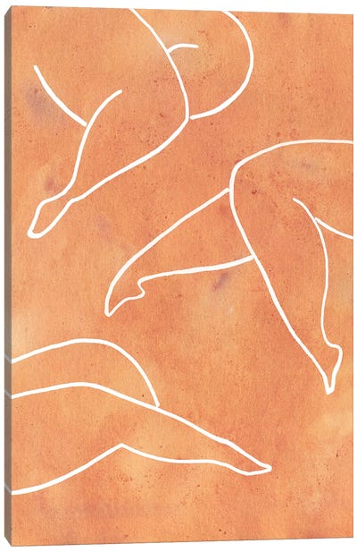 Orange Female Legs Canvas Art Print - Adobe Abstracts