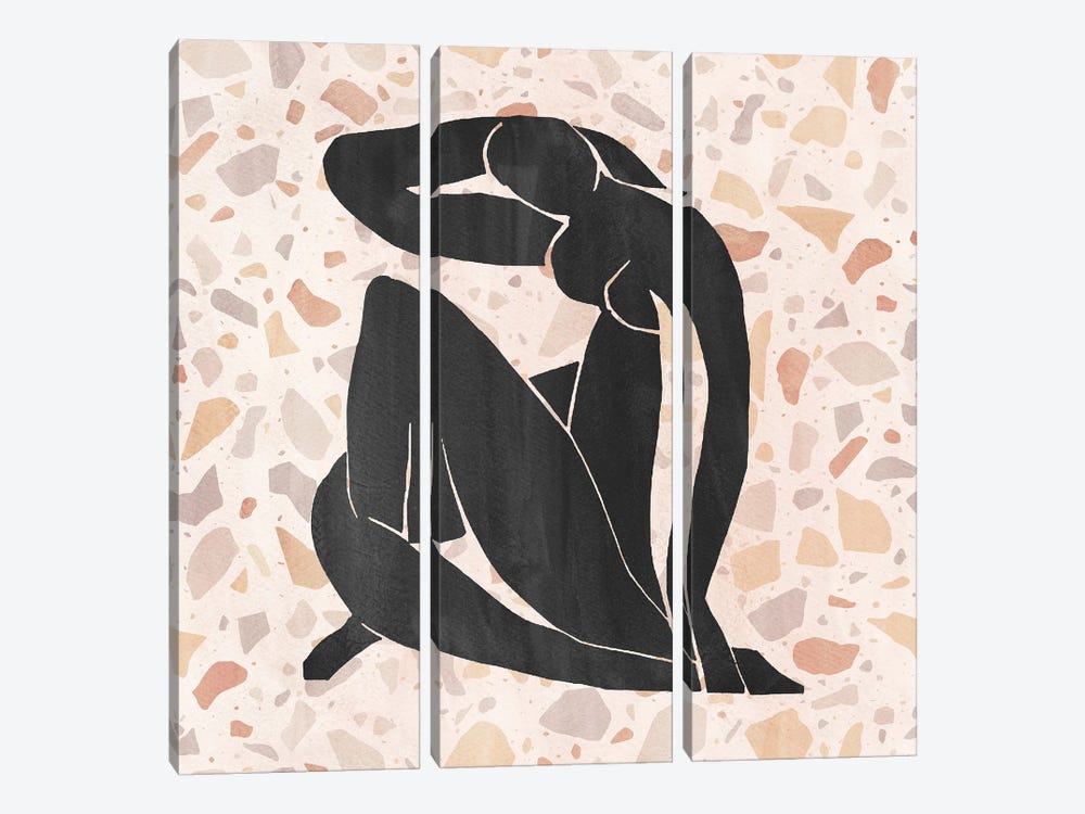 Matisse Nude Woman And Terrazzo Pattern by Whales Way 3-piece Canvas Print