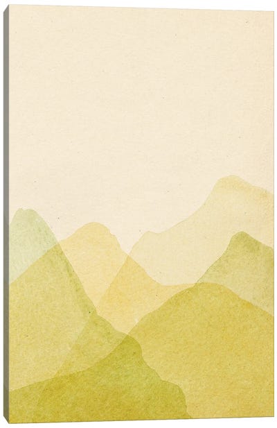 Abstract Green Mountains Canvas Art Print - Subtle Landscapes
