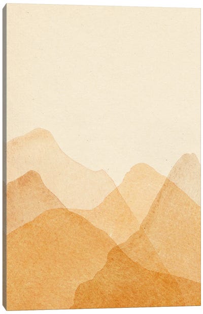 Abstract Orange Mountains Canvas Art Print - Subtle Landscapes