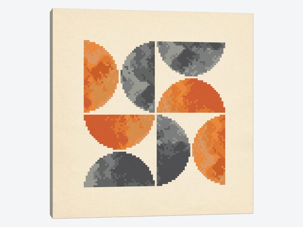 Terracotta Gray Pixel Shapes by Whales Way 1-piece Art Print