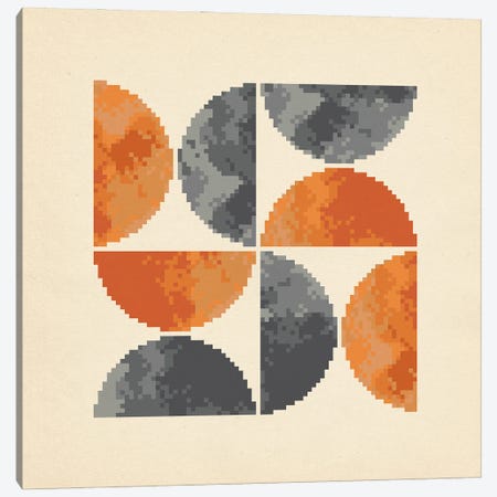 Terracotta Gray Pixel Shapes Canvas Print #WWY348} by Whales Way Canvas Art