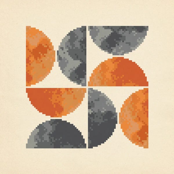 Whales Way: Terracotta Gray Pixel Shapes by Whales Way