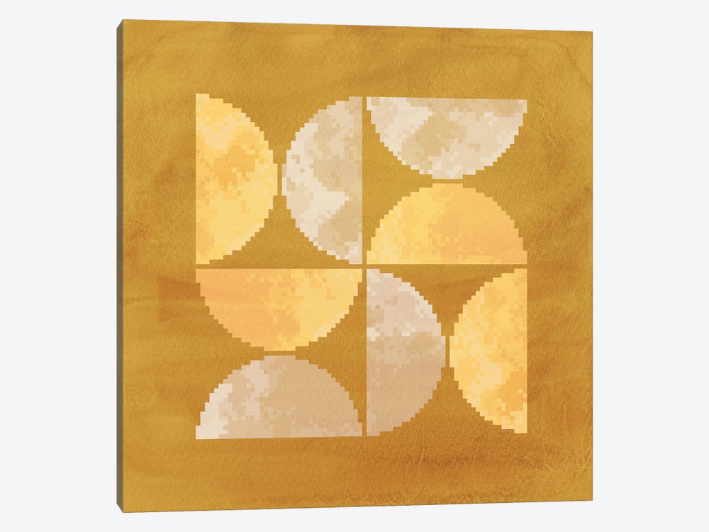 Mustard Terracotta Pixel Shapes by Whales Way 1-piece Canvas Wall Art