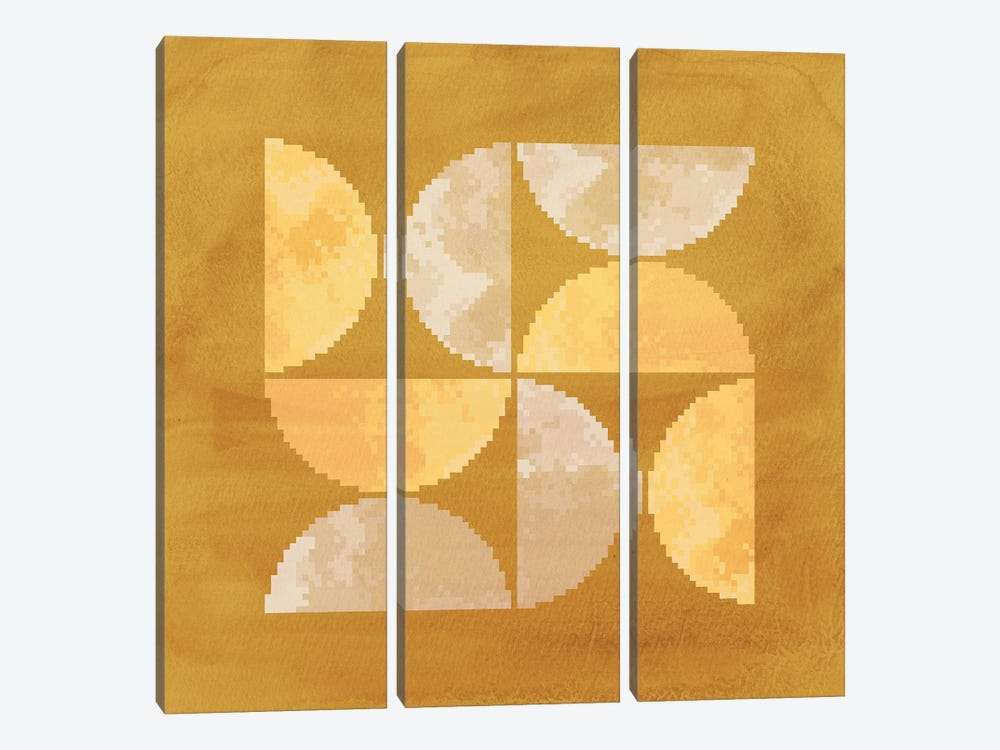 Mustard Terracotta Pixel Shapes by Whales Way 3-piece Canvas Art