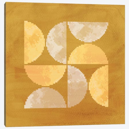 Mustard Terracotta Pixel Shapes Canvas Print #WWY349} by Whales Way Canvas Art
