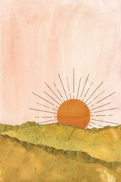 Minimalist Bathroom: Abstract Green And Blush Landscape by Whales Way