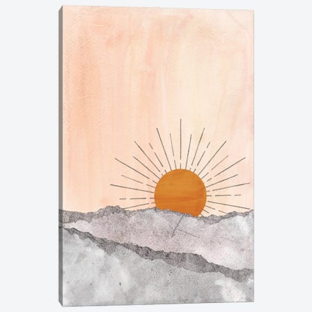 Gray And Blush Sunset Canvas Print #WWY353} by Whales Way Art Print