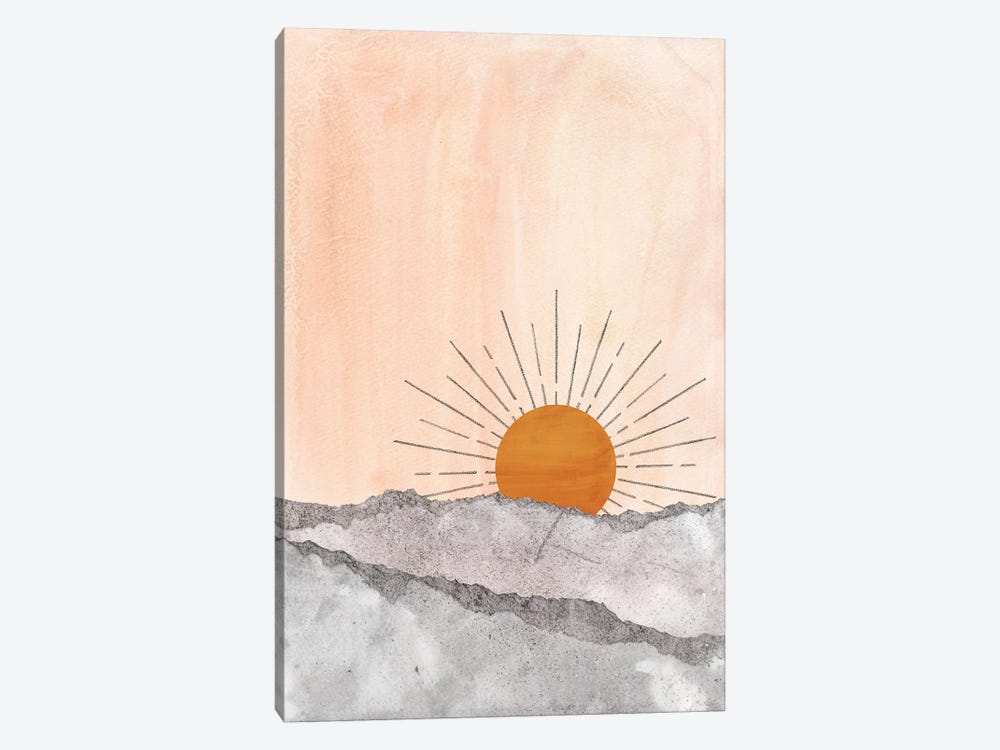 Gray And Blush Sunset by Whales Way 1-piece Canvas Print
