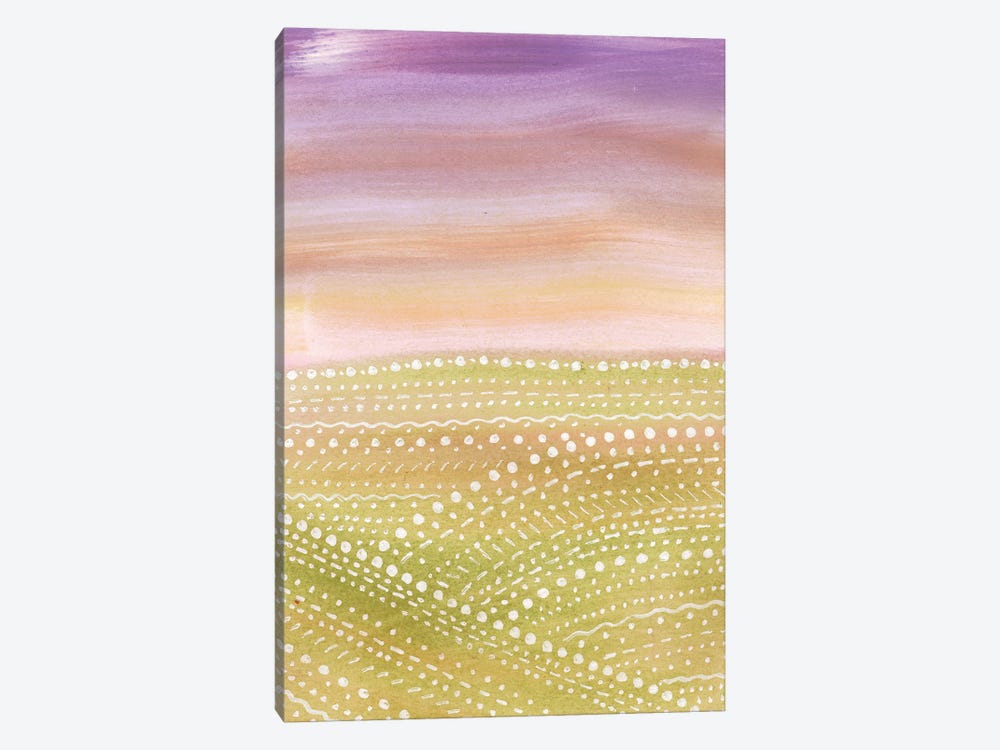 Purple And Green Abstract Landscape by Whales Way 1-piece Canvas Art Print