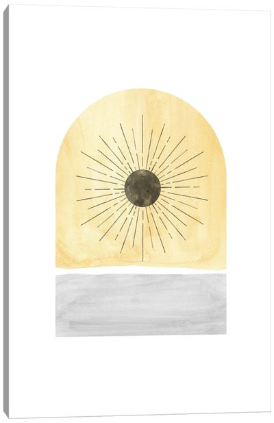 Abstract Arch-Sunrise No. XXVI Canvas Art Print - Black, White & Yellow Art