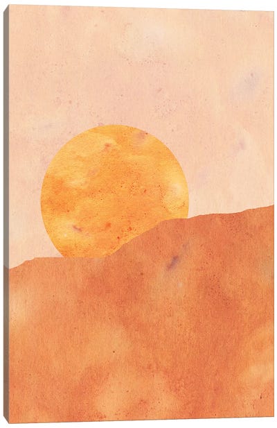 Sun In The Desert Canvas Art Print - Circular Abstract Art
