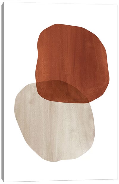 Terracotta And Beige Organic Shapes Canvas Art Print - '70s Aesthetic