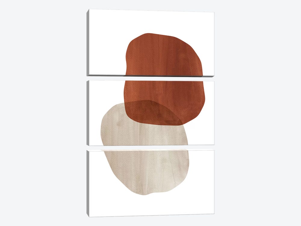 Terracotta And Beige Organic Shapes by Whales Way 3-piece Canvas Print