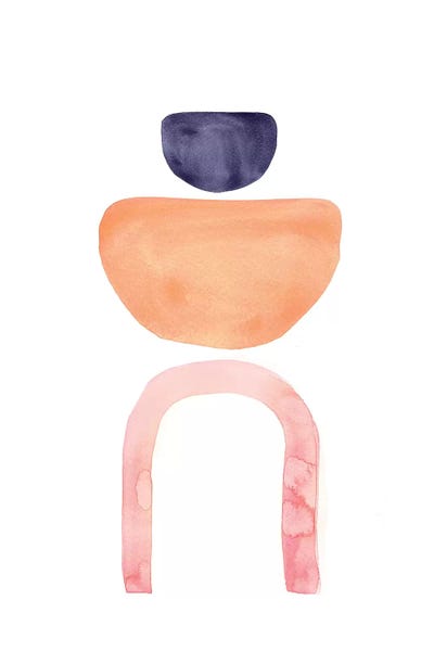 Abstract Navy And Orange Art by Whales Way art print