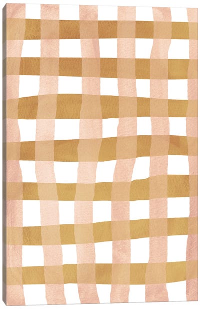 Checkered Pattern Canvas Art Print - Pantone 2024 Peach Fuzz