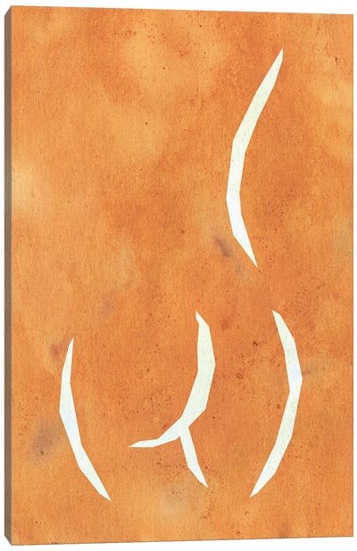 Terracotta Female Figure Woodblock Style Canvas Art Print - Orange Art