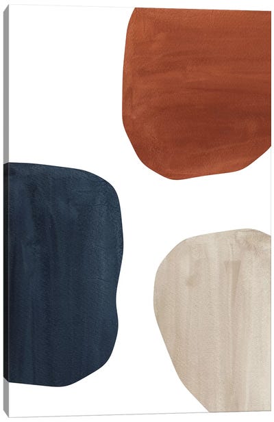 Terracotta, Navy And Beige Shapes Canvas Art Print - Adobe Abstracts